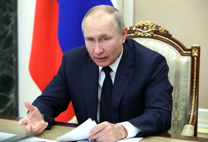 Russian President Vladimir Putin leads a meeting via video conference in Moscow, Russia, Monday, Feb. 1, 2021  AP/PTI Photo